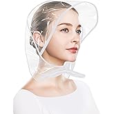 SelfTek 2 Pcs Rain Bonnet with Visor Clear Plastic Rain Hats, Waterproof Rain Scarf Pro-tect Hairstyle for Women Lady (Black)