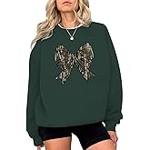 Deyaidy Camo Bow Sweatshirt for Women Cute Coquette Hoodie Graphic Aesthetic Sweatshirts Pullover Cotton Long Sleeve Shirt