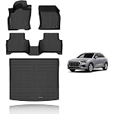 KELCSEECS Floor Mats &amp; Cargo Liner Custom for Audi Q3 2025 2024 2023 2022 2021 2020 2019 Car Mats Automotive Cargo Mat Floor Liners Trunk Mat Q3 All Weather Floor Mats Trunk Liner Black