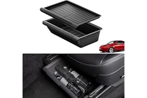 KropBom 1PCS Fit 2020-2023 Model Y Under Seat Storage Box Organizer with Cover, ABS Texture Washable Storage Tray Bins Box Organizer Tesla Model Y Accessories 2023 2022 2021