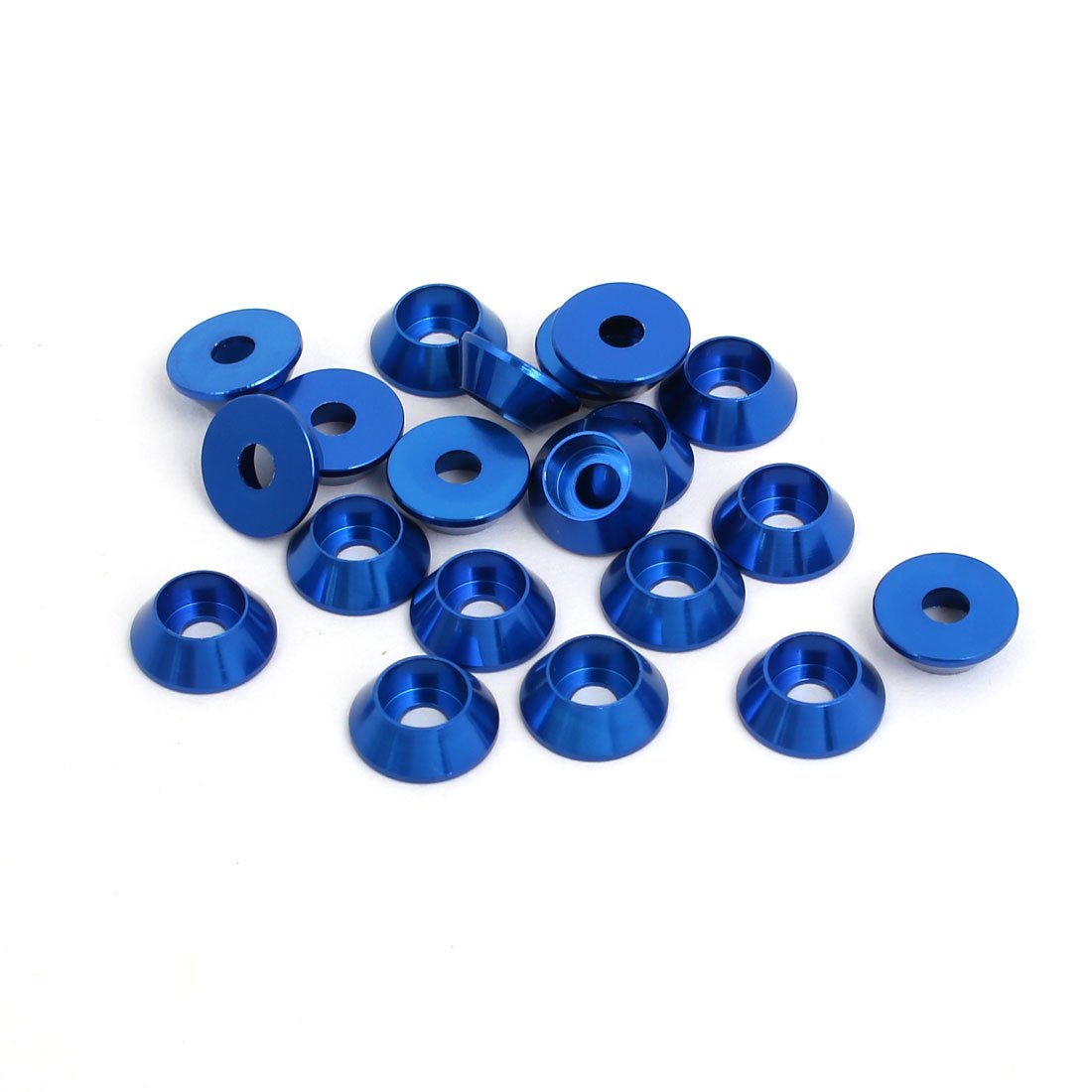 Sourcingmap M3 Aluminium Alloy Cone Shaped Round Cup Bumper Washer Blue 20pcs