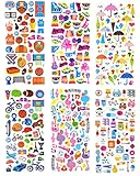 SET021-MIX 6 Sheets 3D Stickers For Kids - Puffy Dimensional Stickers - (Sport, Music, Umbrella Drug, Medisine) Size 3.75 X 7 Inch./sheet