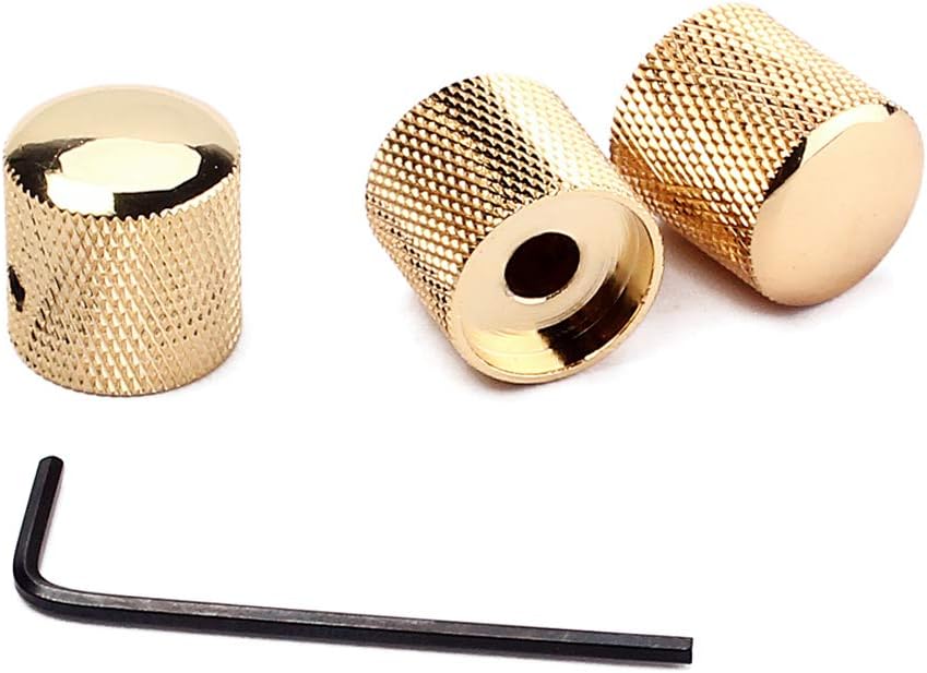 Alnicov 3Pcs Guitar Knobs Metal Dome Knurled Barrel For Electric Guitar Parts (Gold) - Image 4