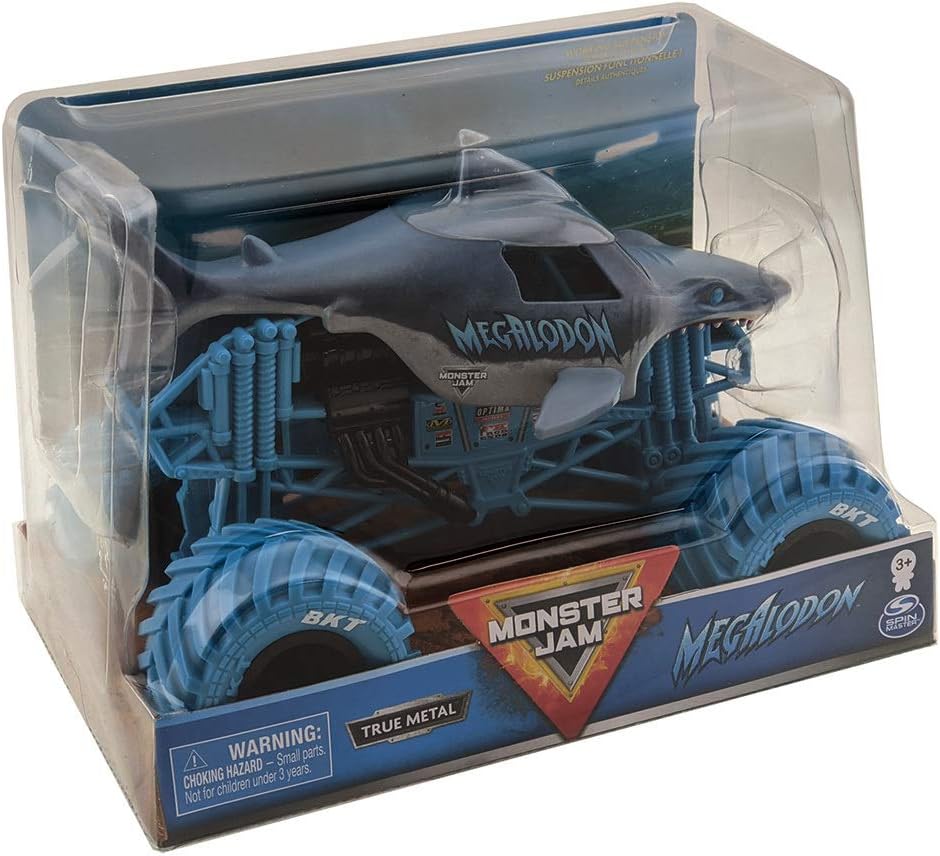 Monster Jam, Official Megalodon Monster Truck, Collector Die-Cast Vehicle, 1:24 Scale, Megalodon (Old Model)