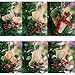 Kyatti 6ct Rustic Christmas Tree Ornaments Natural Burlap Country Xmas Hanging Decorations Stocking Glove Tree Bell Star Heart with Deer Head Pine Cones Black-Red Plaid Ribbon for Holiday Party Decor