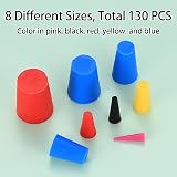 jiuxlaan 131 Pcs Silicone Rubber Bungs 8 Sizes High Temp Tapered Plugs for view 5