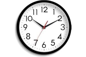 DAXSMY Wall Clock, Analog Clock 10 Inch, Silent Non-Ticking Wall Clocks Battery Operated Decorative for Kitchen, Office, Bedroom, Bathroom(Black)