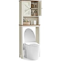 VASAGLE LIRY Collection - Over-The-Toilet Storage Cabinet, 60 cm Wide Farmhouse Bathroom Organizer, with Barn Doors, Adjustab