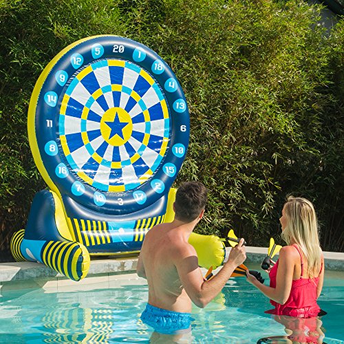 Big Sky Giant Inflatable Dartboard Set - Outdoor Lawn Dart Game for Adults & Kids - Soft Tip Darts with Floating Bullseye - Fun Games for Pool Party, BBQs, Backyard, Drinking, Tailgating