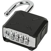 Combination Padlock, Heavy Duty 4-Digit Hidden Code Combination Lock | Weatherproof Zinc Alloy Padlock with Hardened Steel Shackle for Outdoor Gate, Locker, Garage, Fence