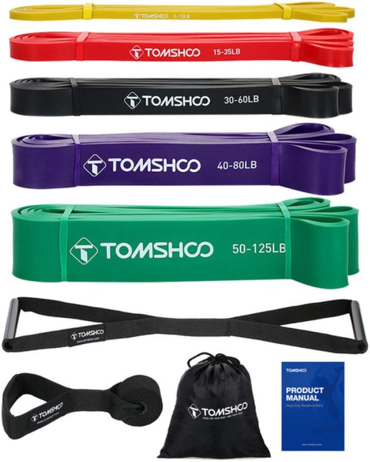 YVUYVJH 5 Packs Pull Up Assist Bands Set Resistance Loop Bands Powerlifting Exercise Stretch Bands with Door Anchor and Handles