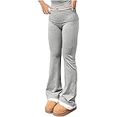 SHENHE Women's Fold Over Flare Leggings Stretch Bell Bottom Bootcut Yoga Lounge Pants