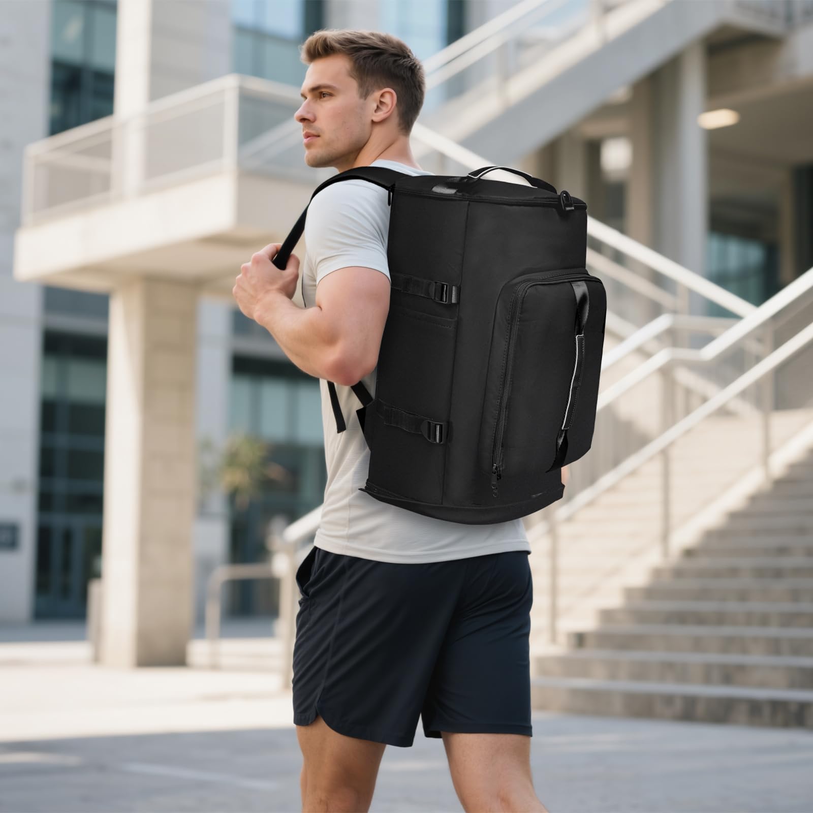 MIYCOO Gym Bag for Men Women with Shoes Compartment - Duffle Bag, Travel Backpack, Sports Backpack, Weekender Overnight Bag with Wet Pocket - Black, MIYCOO