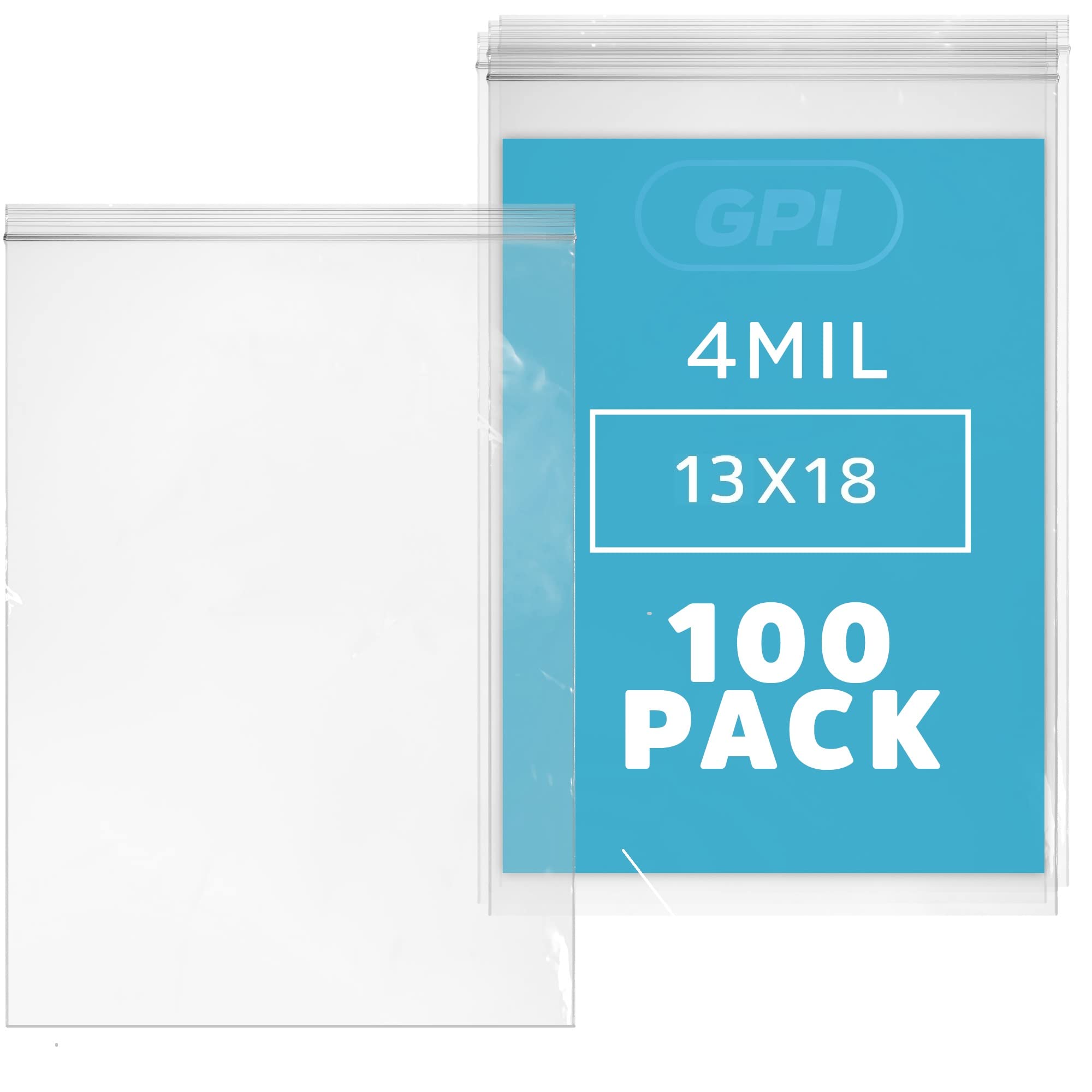 Photo 1 of 13" x 18" Heavy-duty 2.5 Gallon Zip Bags - 100 Count - Clear Plastic Reclosable Zipper Baggies, 4 Mil Freezer Storage Poly Bags, for Packaging Food, Clothing, Tools & Sharp Objects.