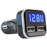 Jebsens 4.8A 24W Dual USB Car Charger Volt Meter Car Battery Monitor with LED Voltage & Amps Display, Cigarette Lighter Adapter, USB Cigarette Lighter Adapter, Compatible for iPhone 15/15 Pro Max