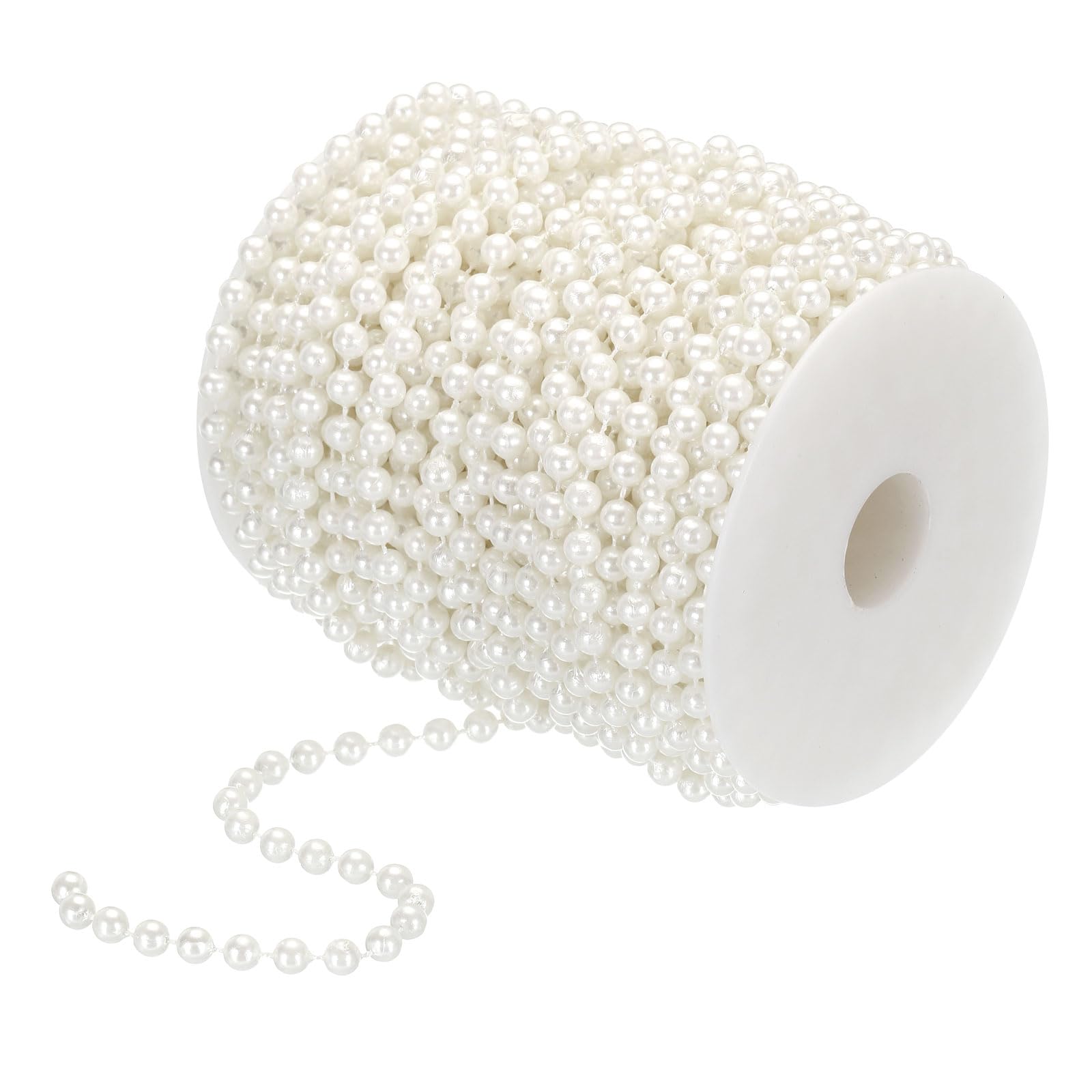 YOKIVE White Pearl Wired Garland, 82Ft Exquisite Artificial Pearls Strands 6mm OD Faux Pearl Beads Garland for Wedding Party Decoration DIY Crafts