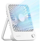JISULIFE Desk Fan Battery Rechargeable, 4500mAh 180°Foldable Portable Personal Fan, 4 Speeds Adjustable Long Battery-life for Home Office Travel Outdoor Gifts for Women Men-White