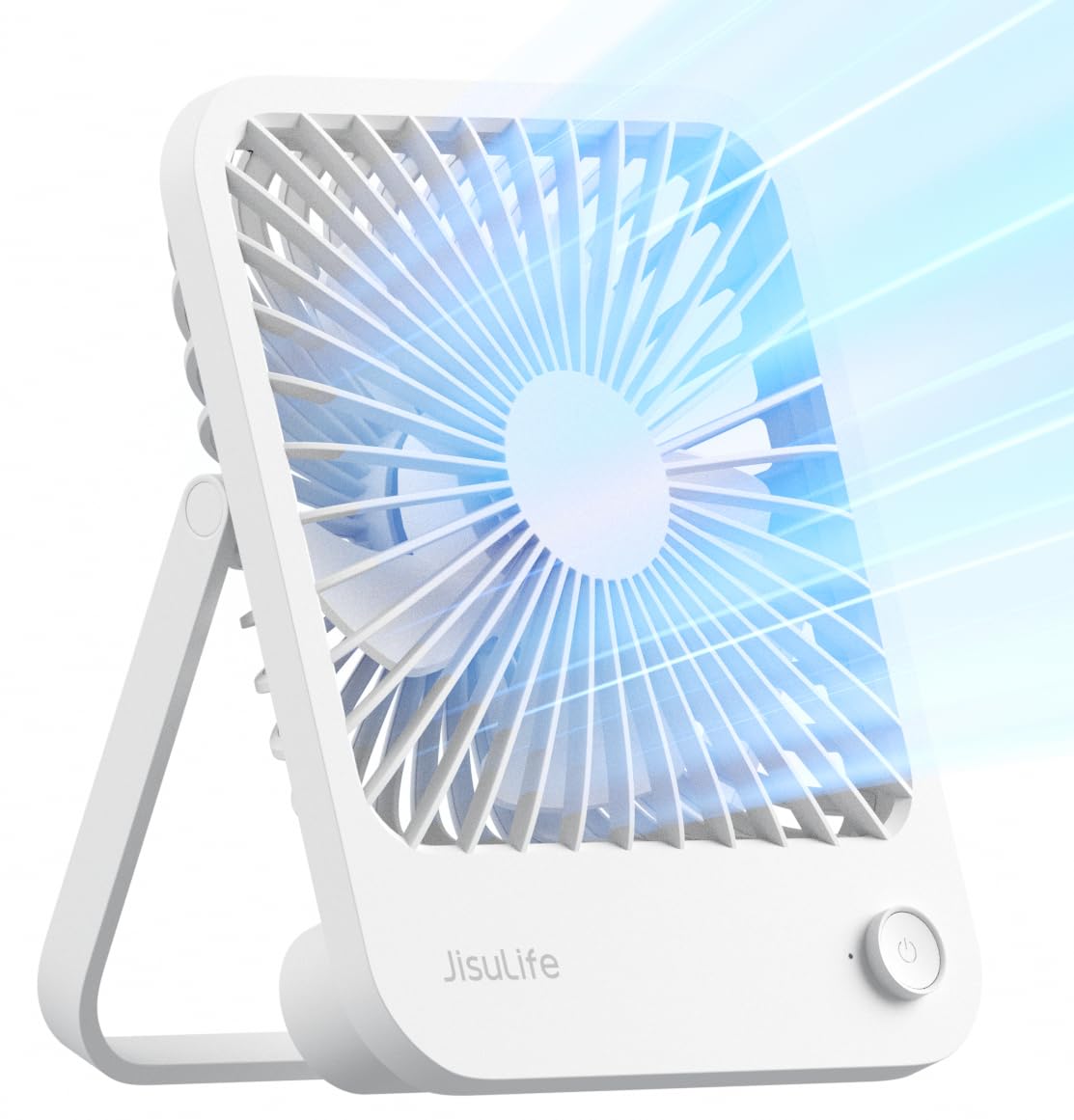 Photo 1 of JISULIFE Desk Fan Battery Rechargeable, 4500mAh 180°Foldable Portable Personal Fan, 4 Speeds Adjustable Long Battery-life for Home Office Travel Outdoor Gifts for Women Men-White