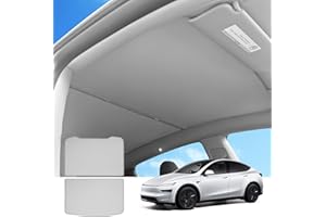 Abystar Sunshade Roof for Tesla New Model Y Juniper 2026 [Never Sag, Nano Ice-Crystal Coatings] 3-Gen Heat Insulation Foldable Glass Roof Sun Shade for Model Y Juniper Accessories, Interior Gray