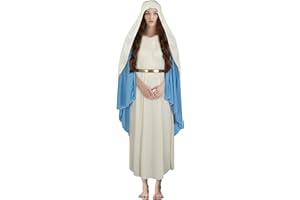 JPXH Virgin Mary Costume, Adult Robe, Women's Costume, and Jesus Role-Playing for Halloween and Christmas