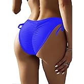 YELAIVP Women's Bikini Bottom Tie Side Swimsuit Bottom Cheeky Butt Ruched Bathing Suit Bottoms