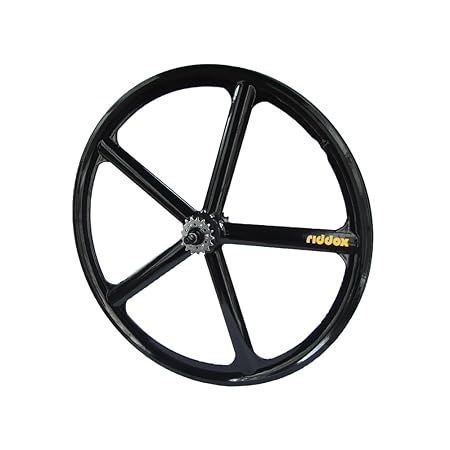 RIDDOX Laufradsatz Singlespeed Fixie 700C/28 Hinterrad mit Freilaufritzel – Leichtmetall - 5 Speichen – Schwarz Glanz