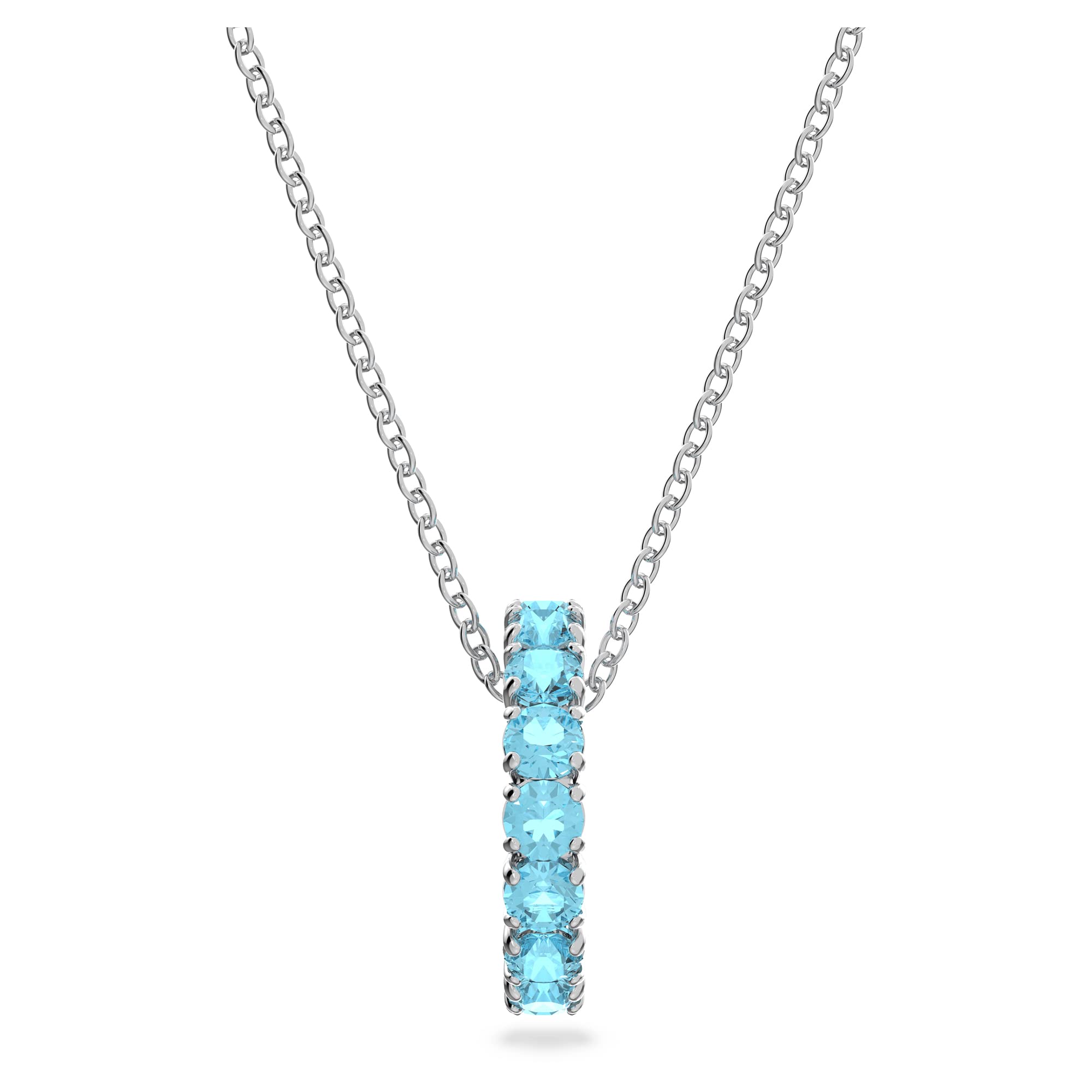 Swarovski Exalta pendant, Blue, Rhodium plated