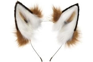 QinRuan Fox Cat Long Fur Ears Hair Headwear Wolf Animal Anime Halloween Cosplay Costume