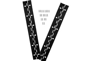 EYSOLD 12 Inch Long Black Stainless Steel Continuous & Piano Hinges,2 Inch Open Width 0.04" Thick Stainless Steel Piano Hinge for Wood Furniture Mailbox Tool Storage Boxes Cabinets Door Hinges,2 Pieces