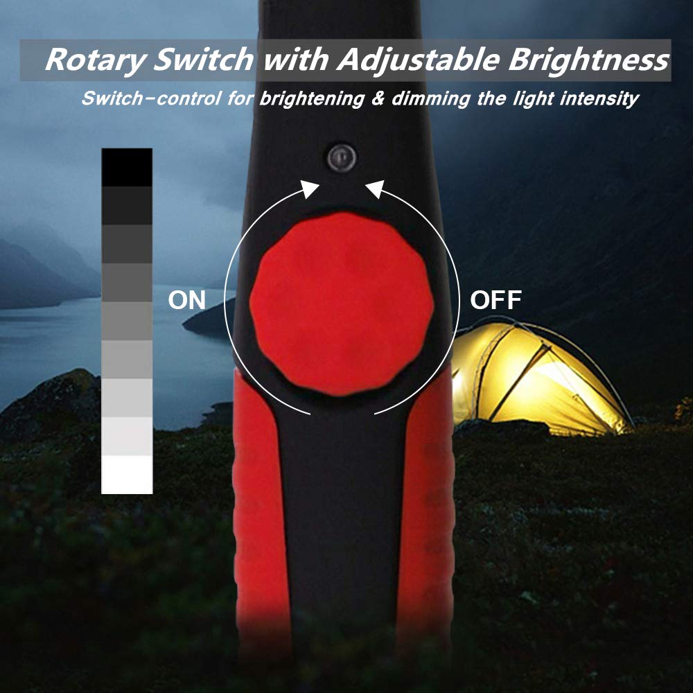 Newest USB Rechargeable Work Light, Peach Halves Cob Inspection Lamp With Magnetic Base&Rotary Switch, Portable Led Work Light For Car Repairing, Home Emergency, Workshop, Garage, Outdoor Camping(Red)