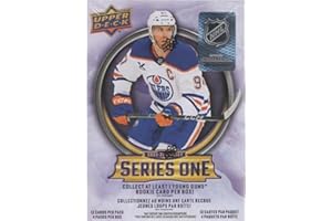 2025 2026 Upper Deck Series One Hockey Unopened Blaster Box of Packs with a Young Guns Rookie Card, an OPC Glossy Card, an Encore Insert and Green Dazzler Card Plus