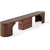 Transformer Table - Round Dining Bench, Extendable Solid Wood (39"-103"), Seats up to 4, Modern Space Saving Round Bench for Kitchen & Dining, Fully Assembled (Royal Brown)