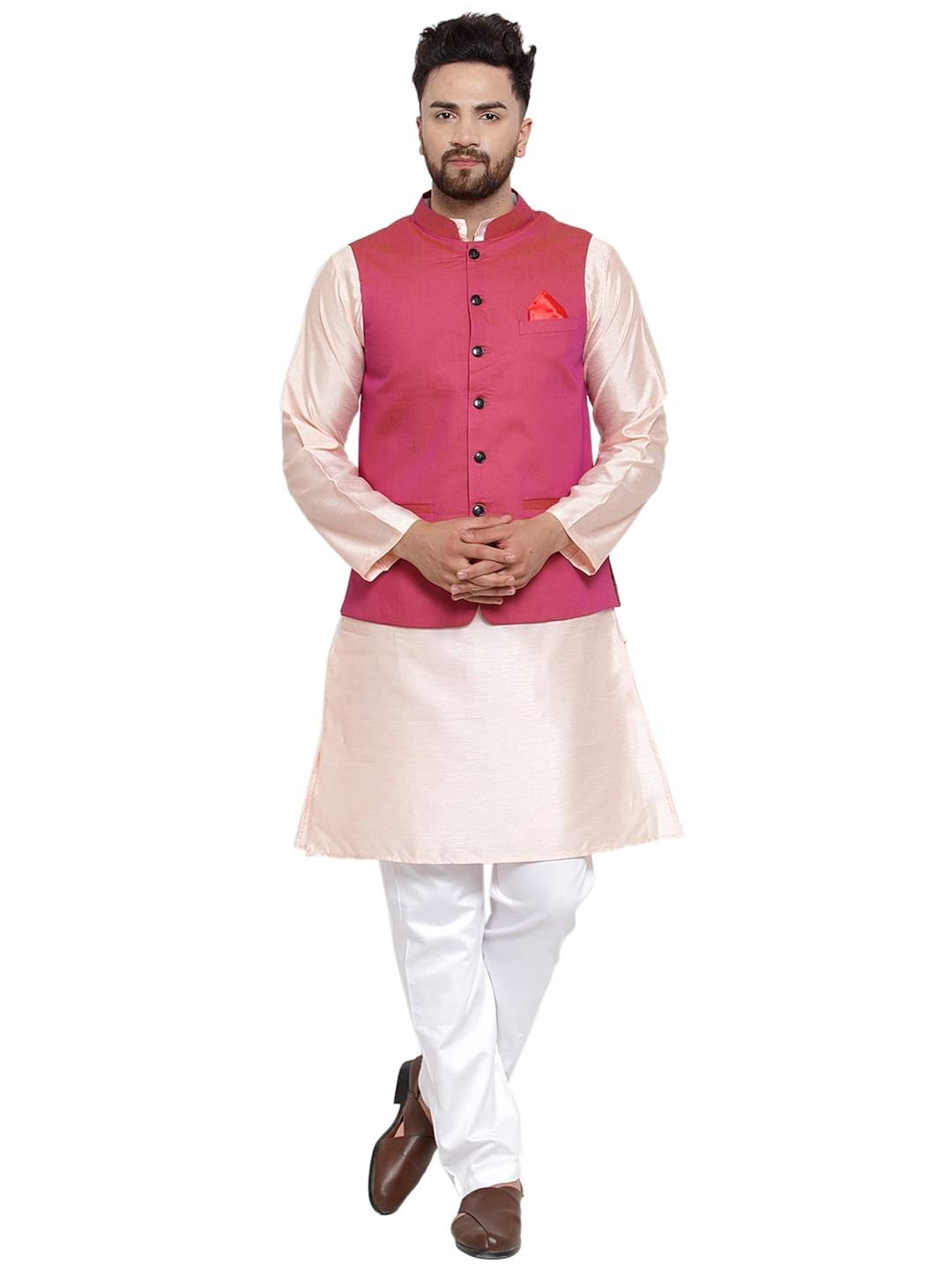 Buy NEUDIS by Dhrohar Silk Kurta Pajama With Nehru Jacket Set For Men