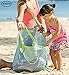 BeeSpring Beach Mesh Tote Bag, Large Durable Beach Bag Toteï¼ˆXL Sizeï¼‰Mesh Bag for Beach Family Children Play, Perfect for Beach, Swimming or Boating Holding Childrens' Toys (Blue Mesh)
