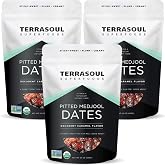 Terrasoul Superfoods Organic Pitted Medjool Dates, 4.5 Lbs (Pack of 3) - Pits Removed | Soft Chewy Texture | Sweet Caramel Taste