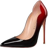 COLETER Women's Sexy Pointed Toe High Heels,4.72 inch/12cm Patent Leather Pumps,Wedding Dress Shoes,Cute Evening Stilettos