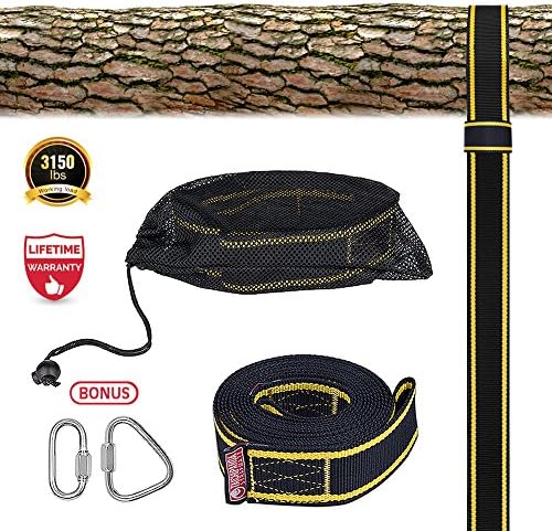 Tree swing hanging kit , Tree Swing Straps for Outdoor 1 pc, 10ft Strap, Holds 3150 lbs(SGS Certified), Heavy Duty Carabiner Lock Screws, Genuine Quality | Easy &amp; Efficient(Yellow
