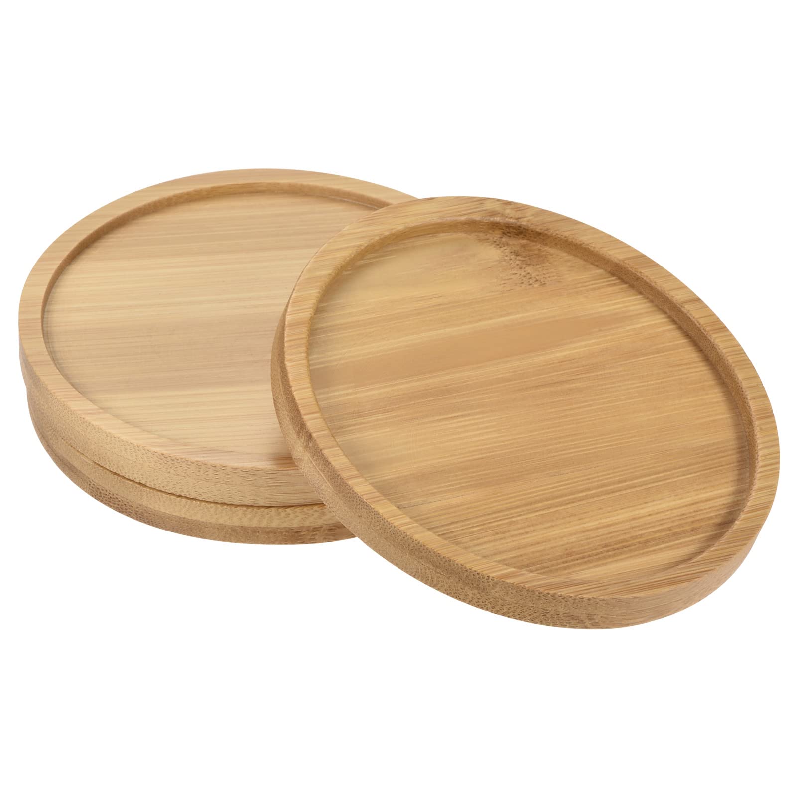 PATIKIL Plant Pot Saucer, 3 Pack 4 Inch OD Bamboo Round Flower Drip Tray for Indoors