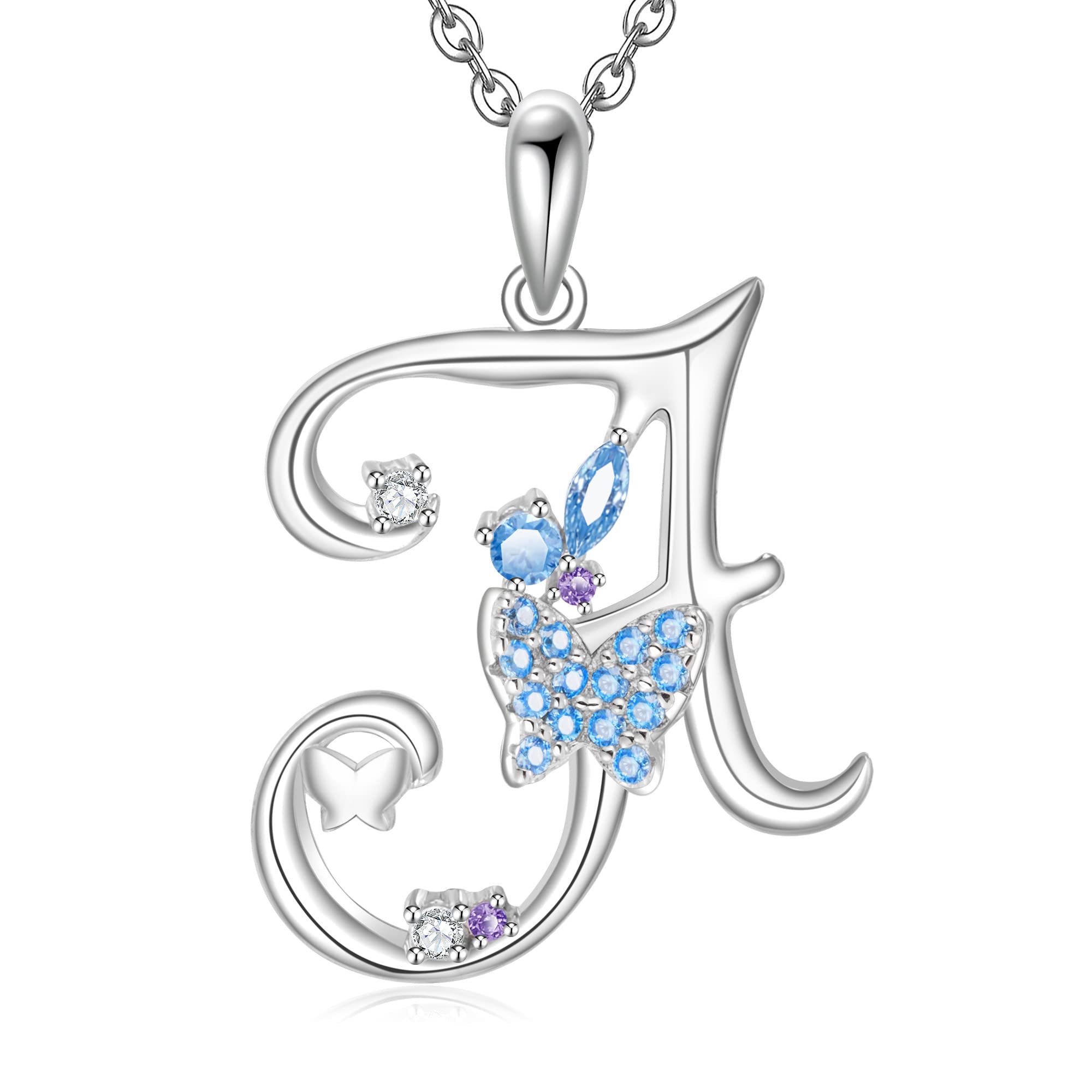 ULOMEOO Initial Necklace for Women 925 Sterling Silver Butterfly Letter Pendant Gift for Women