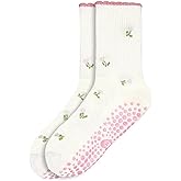 ERMO NKES Pilates Crew Socks for Women Ruffle Grip Yoga Barre Cute Non Slip Sticky Workout Dance Sock