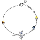 AOBOCO Sterling Silver Dragonfly Bracelet Embellished with Crystals from Austria, Adorable Insects in The Garden Series, Anniversary Birthday Multicolor Dragonfly Jewelry Gifts for Women-1