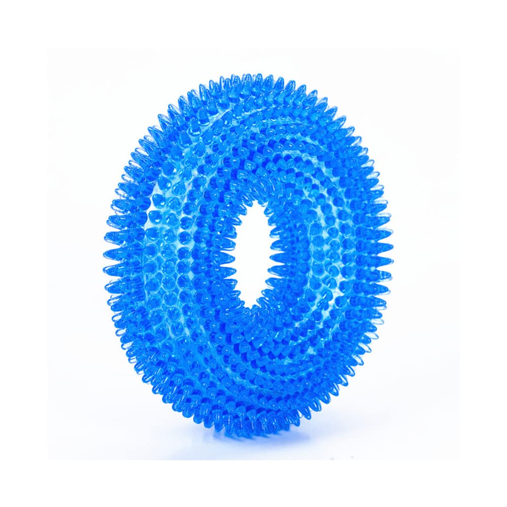 Namvo Molar Bite Toy, Soft Natural Rubber Dog Puppy Chew Toys for Aggressive Chewers Dog Toothbrush Teeth Cleaning Brushing Doughnut Ring Shape Interactive Play Tool Blue