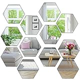 Aneco 24 Sheets Flexible Mirror Sheets Mirror Wall Stickers Self Adhesive Plastic Mirror Tiles for Home Decor (The Blue Film Needs to be Peel Off)