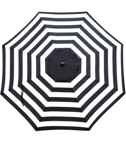 Sunnyglade 9' Patio Umbrella Black and White Outdoor Table Umbrella 8 Ribs