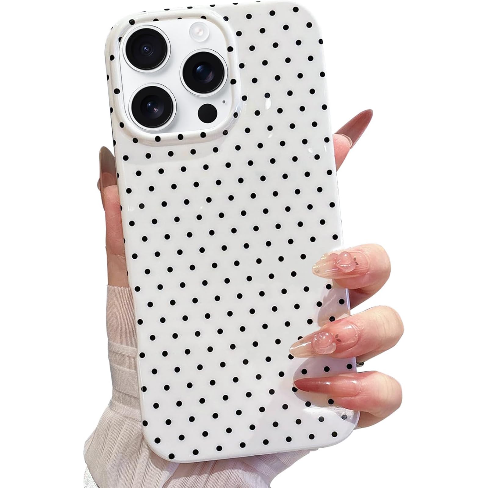 Jmltech for iPhone 14 Pro Max Case Polka Dot Phone Cases Aesthetic Design Trendy Simple Case Slim Shockproof Protective Cover White