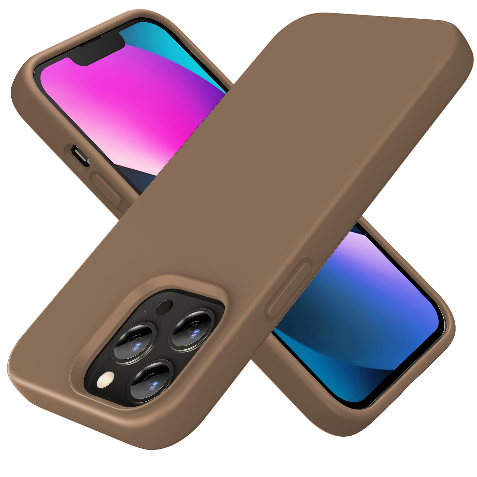 TIIXXE Silicone Case Compatible with iPhone 13 PRO Case Soft Ultra Slim Protective Shockproof Liquid Silicone Phone Case,Anti-Scratch Microfiber Lining, 6.1" brown — image 1