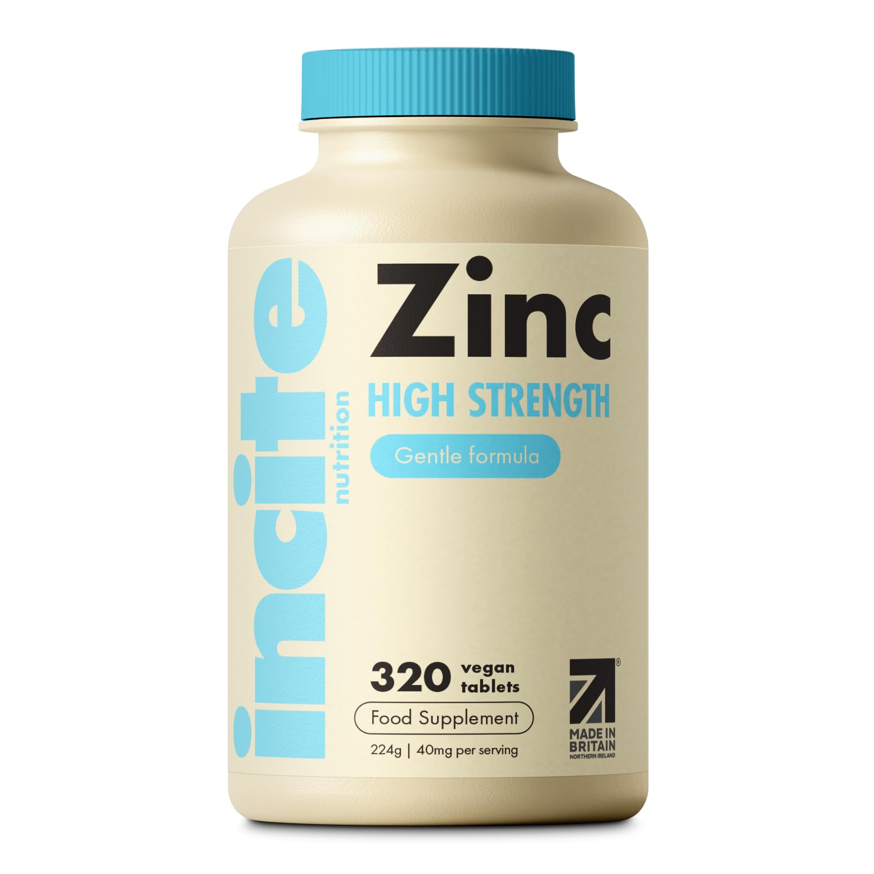 Zinc 40mg - 10+ Month’s Supply - High Strength 320 Premium Tablets - Supplements Suitable for Vegetarian & Vegans - Maximum Strength Quality Pure Zinc Tablets - Support Immune System - Made in UK