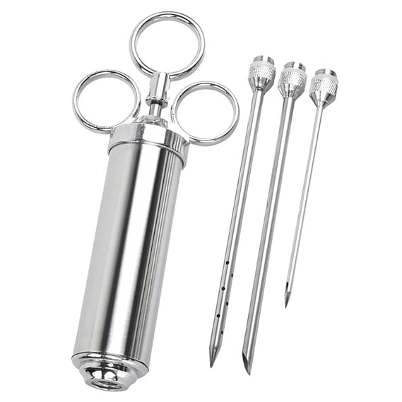 ETiME Marinierspritze Bratenspritze BBQ Marinierspritze mit Nadeln Grill Gewürz Spritze für Marinaden und Fleisch (60ML Edels