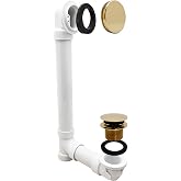 Westbrass 493244H-01 14" Sch. 40 PVC Bath Waste &amp; Overflow Assembly with Illusionary Faceplate and Tip-Toe Drain Plug, Polished Brass