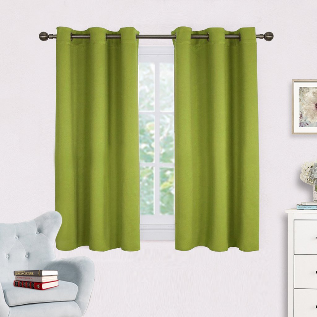 NICETOWN Green Blackout Curtains Window Panels, Window Treatment Thermal Insulated Solid Grommet Blackout Draperies/Drapes for Bedroom (Set of 2 Panels,42 by 54 Long, Fresh Green)